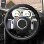 For Mini Coupe 2001-2006 Convertible 2004-2008 For Mini R50 R53 R60 Car Steering Wheel Cover Trim Black Leather with red strip TYPE B