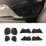 4 tk pehmest nahast uksepaneeli kate Honda Civicu 9. p&otilde;lvkond 2012 2013 2014 2015 auto uksepaneelid / ukse k&auml;etoe paneeli kate 4pcs Armrest Black