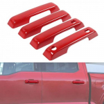 For -2024 Ford F150 4 Door Handle COVERS FRONTS w/ 2 SMART KEYS Accessories punane