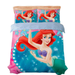 V&auml;ikese merineitsi voodipesukomplekt Multikas 3D-prinditud Ariel printsess Tekikate Padjap&uuml;&uuml;rid Tekikate 135x200cm-2pcs red