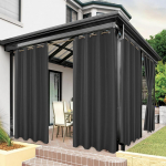 1 tk veekindel v&auml;liprivaatne aasadega top kardin veranda pergola cabana terrassi jaoks kaasaegne lihtsus ei vaja l&ouml;&ouml;mist W91 x H213&Grommet Top must