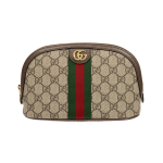 GUCCI Ophidia vana lillelogoga triibuline rihmakanga l&otilde;uendist nahast plaaster k&auml;ekott kosmeetikakott meigikott suur naiste mudel mustpuidust/pruun One Size-Basic Set (Bag+Dust Bag) pruun/eebenmust