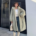 Talvine &uuml;lisuur kunstkarusnahast mantel Talvejoped Pikad karusnahast joped Kapuutsiga mantel Naiste Parka Paks soe Palus mantel XL roheline