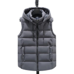 Puuvillane unisex vest kapuutsiga krae pingutusn&ouml;&ouml;r varrukateta t&otilde;mblukuga plekist taskutega vestimantel &Uuml;hev&auml;rviline paksendatud soe vest jakk L black