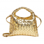 Bottega Veneta Hop Eemaldatava Rihmaga Klapiga Magnetilise Sulguriga Lambanahast Mini &Otilde;la Crossbody Kott Naiste k&auml;ekotid Kuldne 804914V4P118922 Basic Set (Bag+Dust Bag)
