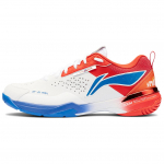 Li Ning Textile, Synthetic Leather Abrasion Resistant Breathable Low top Badminton Shoes Unisex White Red Blue AYAU005-1 47
