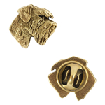 Schnauzer I - gold-plated pin brooch, elegant dog ornament, unique pin by Art-Dog brand beige
