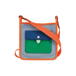 Longchamp Le Foulonn&eacute; 20 T&otilde;mblukuga L&otilde;uend ja Nahast &Otilde;la Crossbody Kott V&auml;ikesed Naiste kotid Sinine Oranž 10138HBUH03 Blue & Orange
