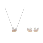 Swarovski Luige Seeria Roosa Gradatsiooniga Luige K&otilde;rvar&otilde;ngaste Komplekt Kaelakee Naiste ehted 5215037+5215034 Box (Random Color)
