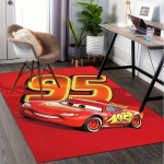 Kontorivaip Lightning McQueen, 95 teema 3D-tr&uuml;kitud libisemisvastane vaip - Masinpestav elutoa jaoks 80cm by 120cm black