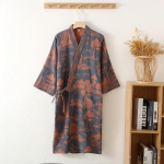Sinine roheliste v&auml;rvidega tr&uuml;kitud hommikumantel meestele puuvillane kimono meeste hommikumantel kevadeks ja suveks s&uuml;giseks puuvillane pikk stiil meeste kimono r&uuml;&uuml; M