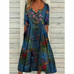 Naiste Suvine Pikk L&uuml;hikeste Varrukatega Tr&uuml;kiga Kleit Kommi V&auml;rvi &Uuml;hendamine Puhkus Ranna Pikk Kleit S