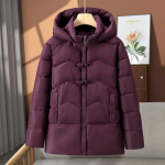 Keskealiste naiste talveparka kapuutsiga vabaaja mantlid naistele paks soe jope XL lilla