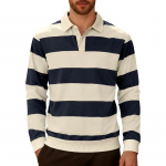 Meeste Business Casual Polod Moodne triibuline pikkade varrukatega polo s&auml;rk kraega golfi T-s&auml;rgid topid XS tumesinine v&auml;rv