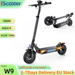 iScooter W9 45KM/H Elektriroller 10'' Rehv 54.6V/14Ah Aku 1000W Mootor 45KM S&otilde;iduulatus Ketaspidurid APP Juhtimine E-roller W9 45KM/H must