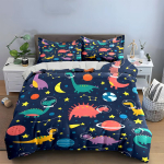Kosmosedinosaurus Laste Dekoorikomplekt Voodipesukomplekt 1 tekikoti ja 2 padjapuuriga &Uuml;heinimese, Kaheinimese, King, Queen, Kingitus AU Single 140X210cm&set gray