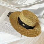 Suvine Kuldne Traat Panama M&uuml;ts - Kerge Villasegu Jazz Cap, Unisex Hingav Kootud Mesilase Disainiga Reguleeritava L&otilde;uapaelaga M (55-58CM)