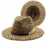 2025 talv Leomustriga gooti fedora m&uuml;tsid naistele moodne Lame lai &auml;&auml;r Panama Villvilt Jazz Fedora m&uuml;tsid meestele parim pulmam&uuml;ts 56-58CM leopardimustriline v&auml;rv