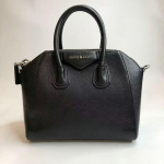 [Kasutatud] Antigona Must Nahast &Otilde;lakott Crossbody Kott H&otilde;bedased Metallosad Eemaldatav Rihm - Hea #11YJI2O ONE SIZE