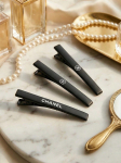 CHANEL Must CC Logo Pikk Baar Juukseklipid, 3 tk Juukseklambreid, Luksusbr&auml;ndi Ilutarvik must