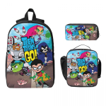 3 tk Teens Titans Go Beast Boy seljakotikomplekt lastele, pliiatsikotid, koolikotikomplektid koos l&otilde;unakarbiga kooli&otilde;pilastele, seljakott blue
