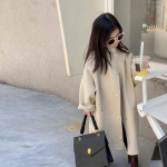 S&uuml;gis-Talvine Laste Kahepoolne Villane Mantel T&uuml;drukute Korea Versioon Pikk Tuulejope 140 beež