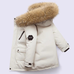 -30℃ Talvine Laste Paks Soe Jakk Laste Polsterdatud Pluss Samet Parka Mantel Poistele T&uuml;drukutele Karusnahkse Kraega Kapuutsiga Puuvillased Riided &Uuml;ler&otilde;ivad 110 must