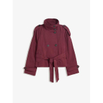 Naiste vintage l&uuml;hike rev&auml;&auml;riga trenchcoat - disaineri kahe n&ouml;&ouml;biga v&ouml;&ouml;ga pikkade varrukatega mitmek&uuml;lgne vabaaja jakk &uuml;ler&otilde;ivas M veinipunane v&auml;rv