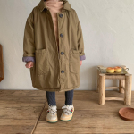 Talvised lapsed keskmise kuni pika puuvillase polsterdatud mantlid t&uuml;drukud poisid soojad paksud &uuml;hev&auml;rvilised pargid unisex lastele vabaaja &uuml;ler&otilde;ivad 150cm tume khaki v&auml;rv