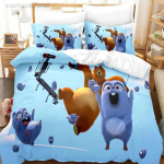 3D-prinditud Grizzy N Lemmings Voodipesu komplekt 3D-prinditud Sobib magamistuppa Tekikottide komplekt padjap&uuml;&uuml;ridega Laste kodutekstiil 140*200cm/55x79in Single/Twin 3pcs