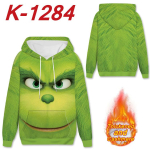 Grinch Hoodie 3D Digitaaltr&uuml;kiga Pullover Dressipluus Fliisvoodriga Paks Soe Talvine Roheline M