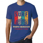 Meeste Vintage T-s&auml;rk Graafiline T-s&auml;rk Surf Suveaeg Porto SELVAGGIO Kuningsinine XS denim sinine v&auml;rv
