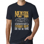 Meeste Vintage T-s&auml;rk Graafiline T-s&auml;rk New York Mootorratas Alates 1989 Merev&auml;esinine XS kuristik