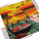 5D Teemanttikandid Klaasist maastik Ristpistes DIY Teemantmaaling Maastikud Teemantkivid 20*20 cm