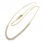 7bis [P8370] - Sautoir artisanal 'Boho' blanc dor&eacute; (&eacute;pi de bl&eacute;) - 94 cm 6 mm valge