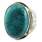 Bague Argent 'Heaven' turquoise argent&eacute; - 20x15 mm 56 t&uuml;rkiissinine