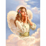 Teemanttikandid  Pray Flower Angel Girl  Portree teemantmaal Ristpistes Kingitus 20X30CM