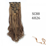 MERISIHAIR Clip juuksepikendust&uuml;kk vesi lainetab pikad juuksed Must kuldpruun S&uuml;nteetiline klambriga juuksepikendust&uuml;kk