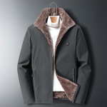 Pluss Velvet Lamb sametjakk Meeste talvine soe puuvillane polsterdatud jope Keskealistele ja eakatele Suure suurusega polsterdatud jope L hall