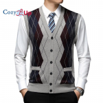 Cozy Up meeste kampsun vest kardigan n&ouml;&ouml;biga ees kudumid kontrastset v&auml;rvi Argyle kampsun vest M beež