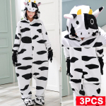 Unisex Adult Kigurumi Lehm Looma Tegelane Kost&uuml;&uuml;m Onesie Pidžaama &Uuml;heosaline Cosplay Halloween XL must/valge