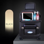 Mitme taskuga autoistme seljatoe rippkott, universaalne auto PU nahast hoidikott kokkupandav riiul must