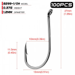 PROBEROS Bulk Single konks koos ogakonksuga 100tk/kott Sobib Lure Lake'ile 1/0#(100pcs/box)