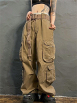 Harajuku Y2K Streetwear Suvised K&otilde;rge V&ouml;&ouml;koht Naiste Laiad Cargo P&uuml;ksid Naistele Kottis P&uuml;ksid Naise P&uuml;ksid Taskud S khaki