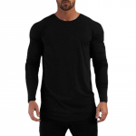 Muscleguys Fitness pikkade varrukatega T-s&auml;rk, mood s&uuml;gisene meeste vabaaja Slim Fit t&auml;navar&otilde;ivaste topid M must