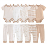 Kiddiezoom 10 tk/komplekt Beebiriided Vasts&uuml;ndinud poistele T&uuml;drukutele Bodid ja p&uuml;ksid Komplektid V&auml;ikelapse riided Beebi riided Puuvillased imikup&uuml;kste komplektid 0-3Months