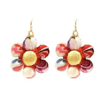 Les Tr&eacute;sors De Lily [R4261] &ndash; k&auml;sitsi valmistatud k&otilde;rvar&otilde;ngad 'Mistinguette' punased (Lill) - 30 mm punane