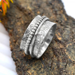 Meditation Spinner Band Ring 925 Sterling H&otilde;bedast k&auml;sitsi valmistatud ehtes&otilde;rmus j&otilde;ulukingiks 6