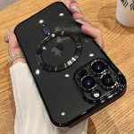 Luksuslik Magsafe'i magnetilise laadimise jaoks l&auml;bipaistev silikoon&uuml;mbris iPhone'i 16 15 14 Plus 13 12 11 Pro Max Plating l&ouml;&ouml;gikindel pehme kate jaoks iPhone 12 Pro must