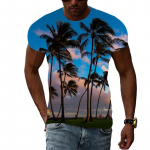 Suvised Coastal Palm Tree graafilised t-s&auml;rgid Meestele Mood vabaaja maastikumustriga T-s&auml;rk 3D-printimine l&uuml;hikeste varrukatega T-s&auml;rgid Top XL